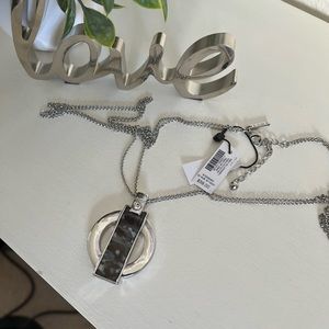 NWT WHBM Long Double Chain Pendant Necklace
